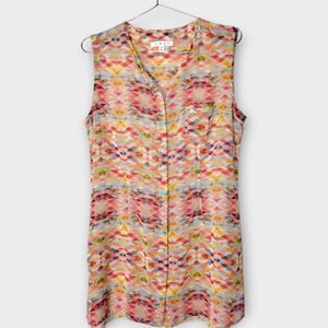 CAbi‎ Avery Tunic Sheer Geometric Aztec blouse
